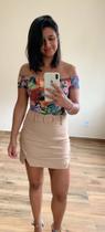 Mini saia G cor nude com fenda Mini saia G cor nude com fenda
