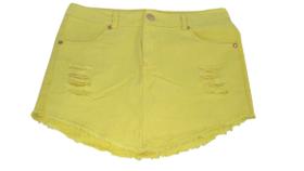 Mini Saia Jeans Color Feminina Destroyer Fashion Blogueira Amarelo 38