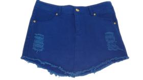 Mini Saia Jeans Color Feminina Destroyer Fashion Blogueira Azul-escuro 40