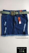 mini-saia jeans com detalhe rasgado