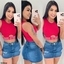 Mini Saia Jeans Escura com Rasgos Pimenta Doce Mini Saia Jeans Escura com Rasgos Pimenta Doce