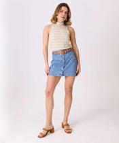 Mini Saia Jeans Feminina Botões Marisa Azul-75084 Mini Saia Jeans Feminina Botões Marisa Azul-75084