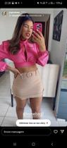 Mini saia M cor creme com fenda Mini saia M cor creme com fenda