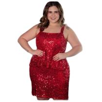 Mini Saia Paetê Forrado Cintura Média c/Fenda Plus Size