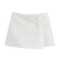 Mini Saia Rosa e Branca Feminina - Curta, com Fenda, Cintura Alta - Moda Verão 2022