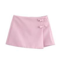 Mini Saia Rosa e Branca Feminina - Curta, com Fenda, Cintura Alta - Moda Verão 2022