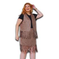 Mini Saia Suede Plus Size Adarito Franja Laser Cintura Média com Zíper na Lateral Mini Saia Suede Plus Size Adarito Franja Laser Cintura Média com Zíper na Lateral