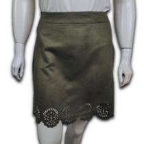 Mini Saia Suede Plus Size Adarito Laser Curvado Cintura Média com Zíper na Lateral Mini Saia Suede Plus Size Adarito Laser Curvado Cintura Média com Zíper na Lateral