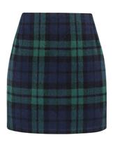 Mini saia xadrez IDEALSANXUN verde de lã outono-inverno para mulheres