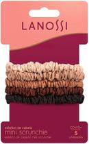 Mini Scrunchie Cappuccino Lanossi Beauty & Care Kit com 5 Unidades Tons de Marrom