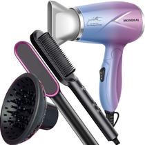 Mini Secador De Cabelo Mondial 1200w Ion Dobrável Viagem Azul Sm12 Difusor Cachos Escova 2 Em 1 Marca Prosper Hq Bivolt