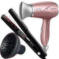 Mini Secador De Cabelo Mondial 1200w Ion Dobrável Viagem Rosa Sm14 Difusor Cachos Prancha Cerâmica Ions 430f p15 Bivolt