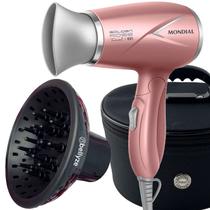 Mini Secador De Cabelo Mondial 1200w Ion Dobrável Viagem Sm14 Bivolt Difusor De Cachos Maleta Preta