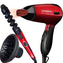 Mini Secador De Cabelo Mondial 1200w Ion Dobrável Viagem Vermelho Sm13 Difusor Cachos Modelador Cacheador Nova Bivolt