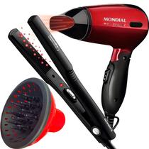 Mini Secador De Cabelo Mondial 1200w Ion Dobrável Viagem Vermelho Sm13 Difusor Cachos Prancha Cerâmica Ions 430f p15 Bivolt