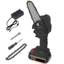 Mini Serra Eletrica Sem fio Portatil de Mao 24V Motoserra Corta Madeira Lenha Bambu Jardinagem Carpintaria Podar Galhos Arvore