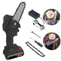 Mini Serra Motosserra Elétrica Portátil Bateria Recarregável Cor Preto 110V/220V