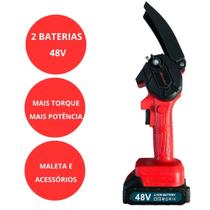 Mini Serra Motosserra Elétrica Portátil Recarregável Vermelha 500W 48Volts Bivolt Shark Blue