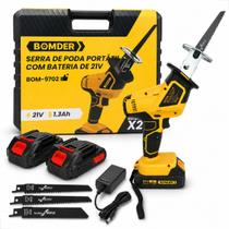 Mini Serra Poda Elétrica Portátil 21v Com 2 Baterias Com Nfe Sem Fio Eletrosserra Serrote Segueta