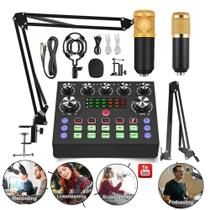 Mini Setup Podcast Mixer Com 2 Microfone Condensador Para Midia Digital Infuencer