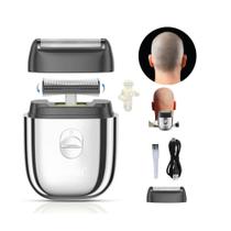 Mini Shaver Barbeador Kemei C50 Cromado Sem Fio Finalizador de Barba