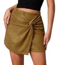 Mini shorts LIUWANCN femininos sexy de camurça sintética de cintura alta
