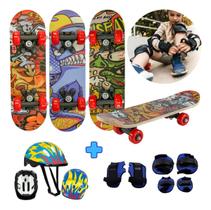 Mini Skate Infantil Menino Kit Proteção Completo Capacete