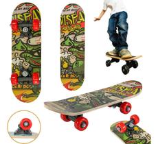 Mini Skate Infantil Menino Montado De Madeira Brinquedo 43Cm