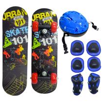 Mini SkateInfantil 30 Kg 101 + Kit Proteção Estrela Azul P