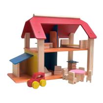 Mini Sobrado com Garagem Casinha Pequena Brinquedo Lúdico