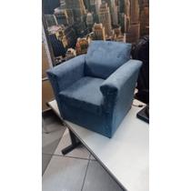 Mini Sofa Infantil De Crianças Poltrona Sofazinho Azul Suede