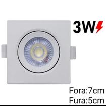Mini Spot Led Embutir quadrada direcionável 3w 3000k Branco quente 285 lumen 6.9cm2cm6.9cm