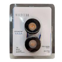 Mini Spot Led Yasa 1W 3000K Preta Bivolt Embalagem com 2 unidades - Nordecor - 6328