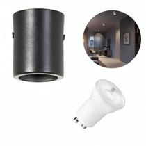 Mini Spot Luminária Teto Sobrepor Fixo Redondo GU10 Led Incluso 3.5w Cor:PretoLed:6000k