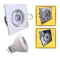 Mini spot quadrado embutir + lampada led 12v varias cores
