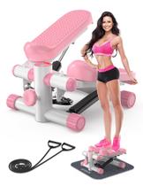 Mini Stepper KitGody Rosa com Faixas de Resistência, capacidade de 150 kg