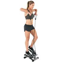 Mini Stepper Sunny Health & Fitness com faixas de resistência pretas