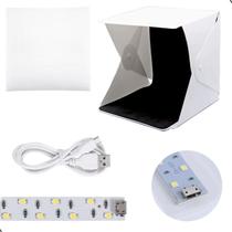 Mini Studio Fotográfico Box Portátil Estúdio com Led com Fundos
