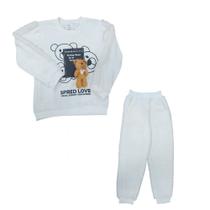 Mini Stylo Conjunto Blusao Teddy Bear e Calca Pelinhos Branco