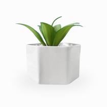 Mini Suculenta Artificial Com Vaso Cerâmica Branco - ALPSU02