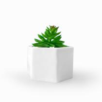 Mini Suculenta Artificial Com Vaso Cerâmica Branco - ALPSU03