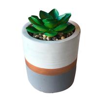 Mini Suculenta Artificial+ Vaso Cimento Decorativo Tam Médio - NS