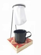 Mini suporte com coador de café e caneca rústico