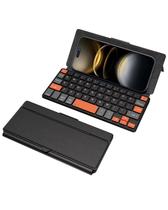 Mini teclado Bluetooth Doohoeek Universal com suporte laranja