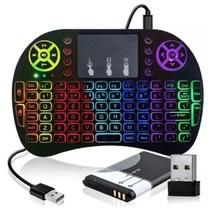 Mini Teclado Controle Sem Fio Para Smart Tv Tv Box Pc Com Led