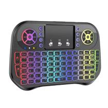 Mini Teclado Sem Fio Bluetooth Touchpad Retroiluminado 7 Cores Touchpad Compatível com Smart TV Cel