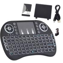 Mini Teclado WiFi e Bluetooth Controle Wireless Com 7 Cores de LED Touch Screen Original Para TV Celular Tablet Notebook
