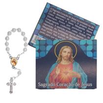 Mini Terço Dezena Sagrado Coração de Jesus com Cartão