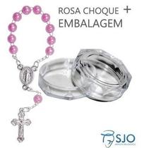 Mini Terços com Embalagem Italiana Rosa Choque Kit 50 Unid. - SJO Artigos Religiosos