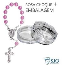 Mini Terços com Embalagem Italiana Rosa Choque Kit 50 Unid.